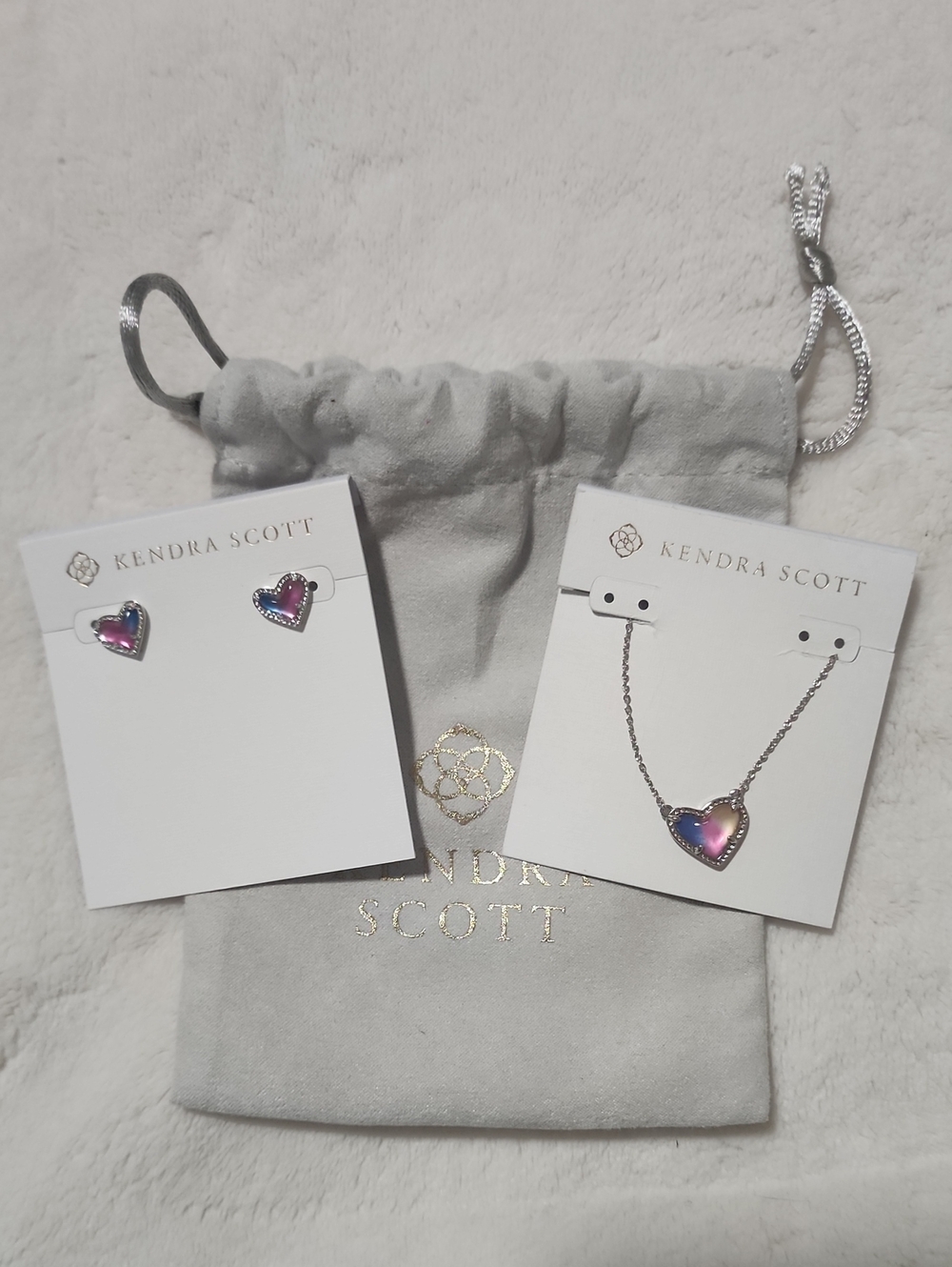 Kendra Scott Ari Heart Necklace and Studs Set With Dusty